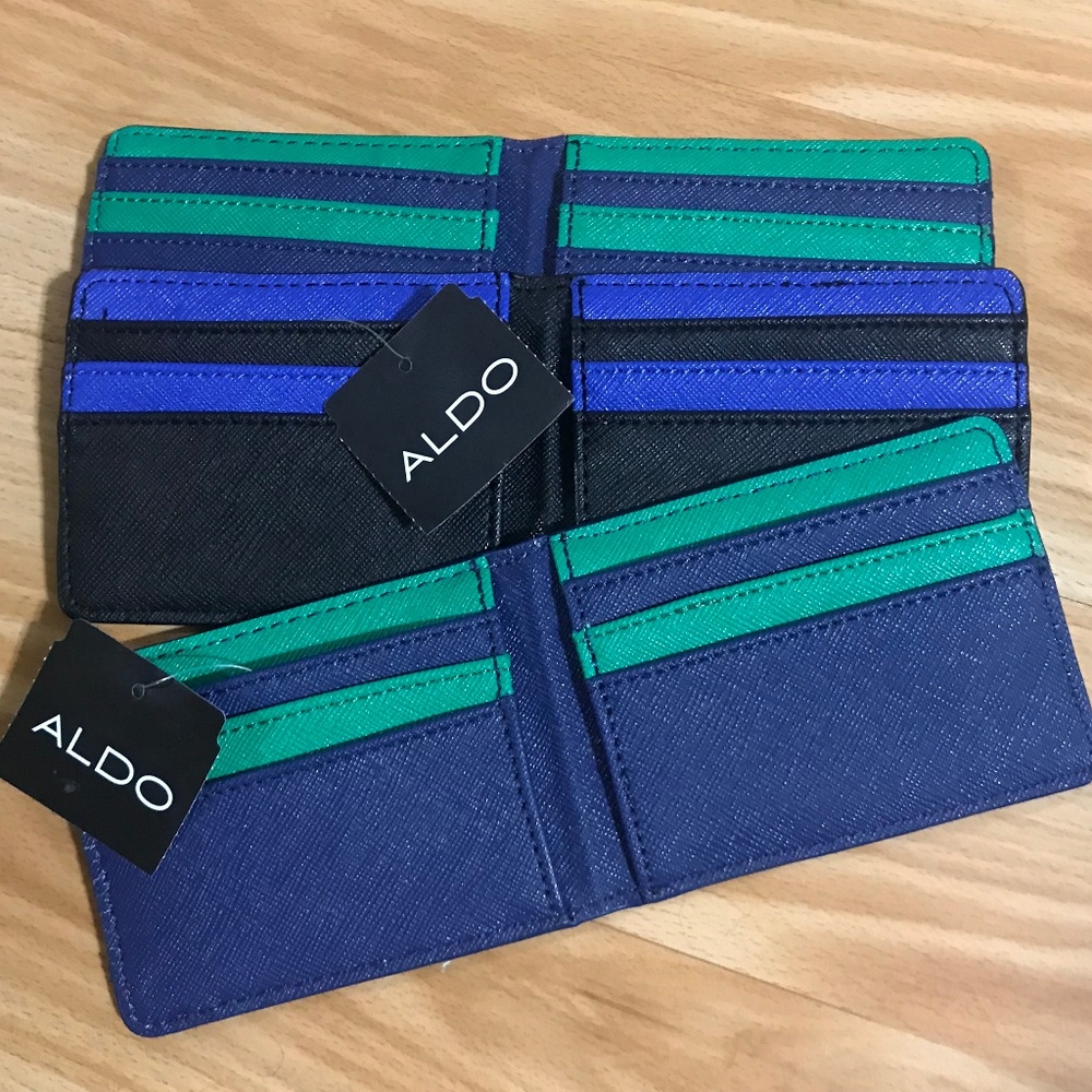 NEW Aldo Slim Wallet Black/Blue/Green